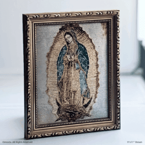 Our Lady Guadalupe Framed Tapestry Image 9×11 Catholic Decor