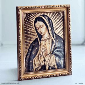 Our Lady Guadalupe Framed Tapestry Image 9×11 Catholic Decor