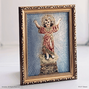 Divine Child Jesus Framed Tapestry Image 9×11 Catholic Decor