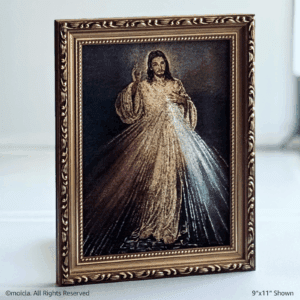 Divine Mercy Framed Tapestry Image 9×11 Catholic Decor