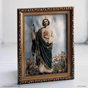 Saint Jude Thaddeus Framed Tapestry Image 9×11 Catholic Decor