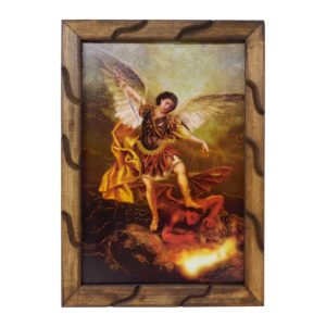 ValuueMax™ Saint Michael Archangel Image, Similar to an Oil Painting, on a 18 Inch Rustic Frame