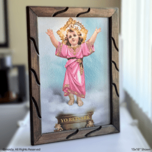 Divine Child Jesus Art – Rustic Framed Catholic Image
