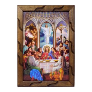 The Last Supper Risen Jesus, Oil Painting style – 18" Rustic Frame