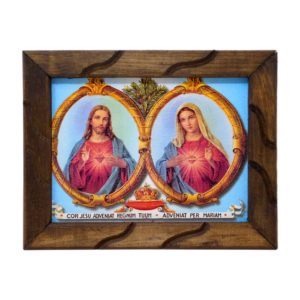 ValuueMax™ Sacred Heart Jesus and Mary Image, Similar to an Oil Painting, on a 12 Inch Rustic Frame