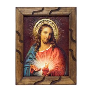 ValuueMax™ Sacred Hear of Jesus Image, Similar to an Oil Painting, on a 12 Inch Rustic Frame