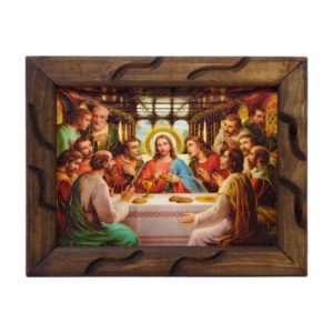 The Last Supper DaVinci, Oil Painting style – 12" Rustic Frame