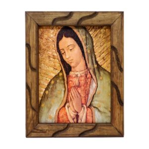 Our Lady of Guadalupe Oil Painting Style - 12” Rustic Frame