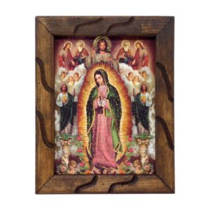 Our Lady of Guadalupe, Oil Painting Style - 12” Rustic Frame