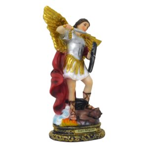 Saint Michael Archangel Resin Statue - 8 Inches Tall Catholic Figurine