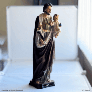 St Joseph Resin Statue - 16" Tall Catholic Figurine, Canvas