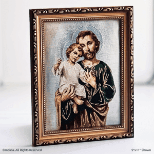 Saint Joseph Framed Tapestry Image 9x11 Catholic Wall Decor