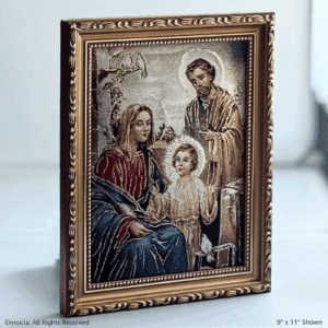 The Holy Family Framed Tapestry Image 9x11 Catholic Wall Decor
